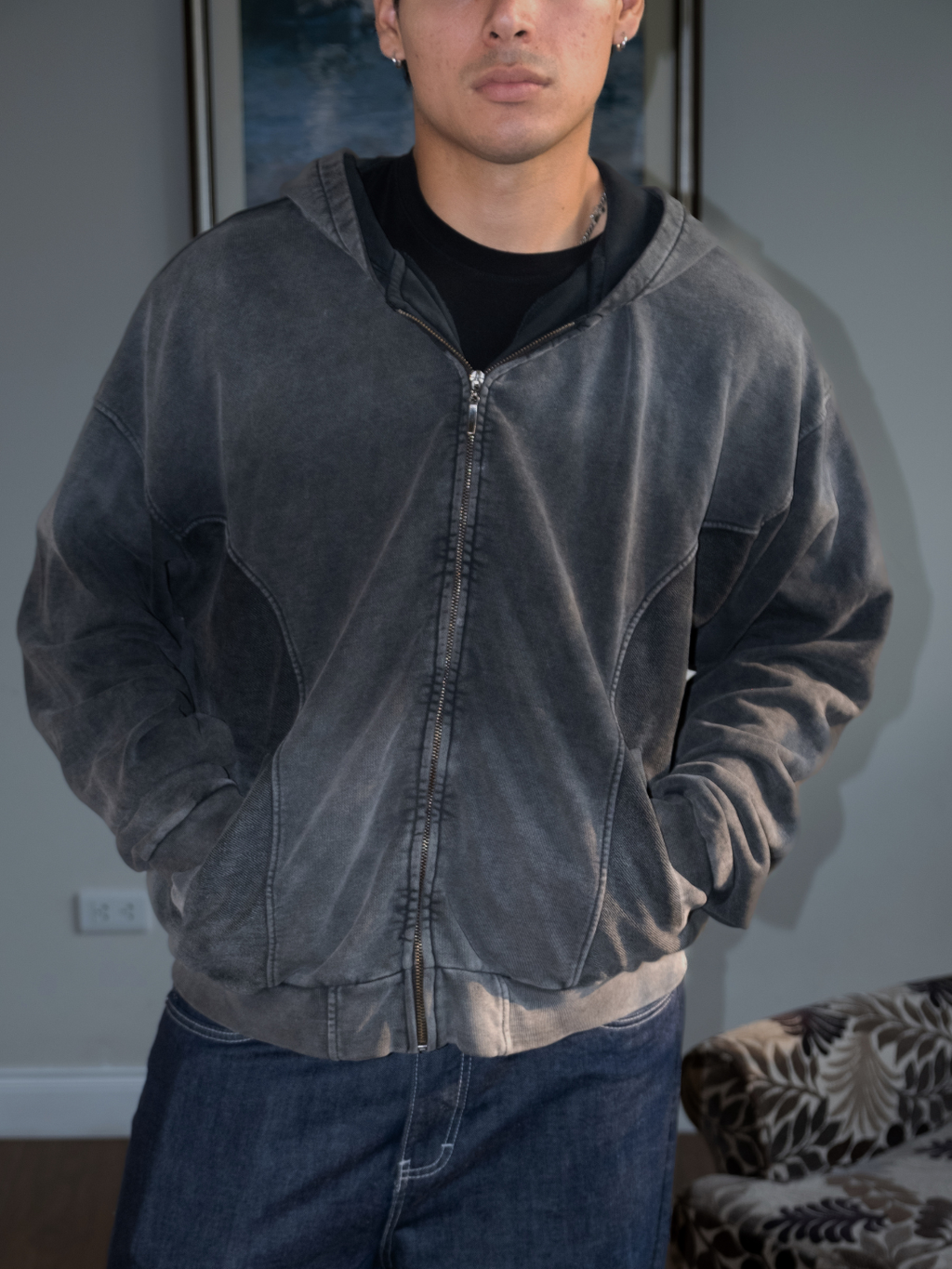 Zip Hoodie Negra