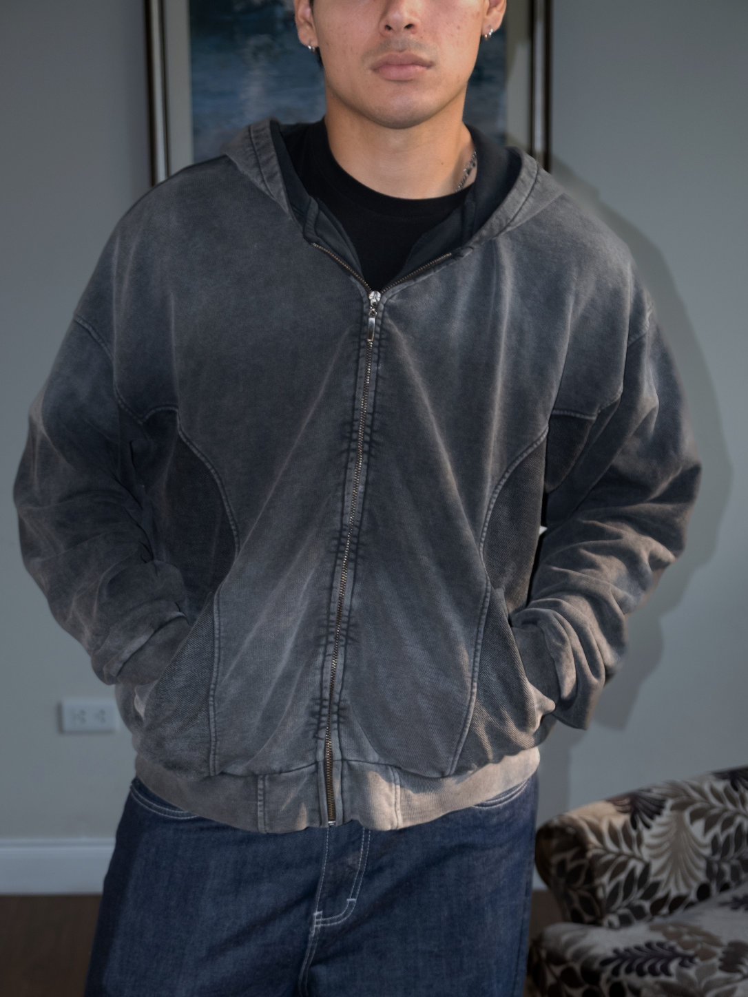 Zip Hoodie Negra
